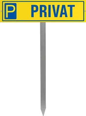 Produktbild von Parkplatzschild Privat - Kuststoff gelb 400x100 mm + Erdspiess