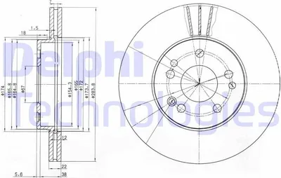 Produktbild von 2x DELPHI Bremsscheibe BG2345 passend für MERCEDES-BENZ 190 (W201) SL (R107)