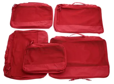 Produktbild von HEYS Kleidersack EcoTex Packing Cubes Set 5pc Red dunkelrot