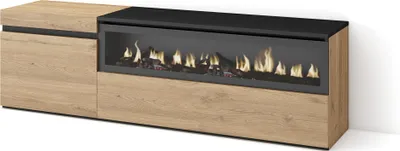Immagine prodotto di COZY Mobile TV Soggiorno, 150x35x45cm, Per TV fino a 65, Camino elettrico, Rovere e Nero