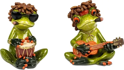 Produktbild von formano 2er Set Dekofigur Reggae Frösche 9 cm Handbemalte Dekofiguren glänzend