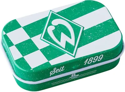 Produktbild von SV Werder Bremen Pillendose "Streifen" mit Zuckerfreie Pfefferminzpastillen