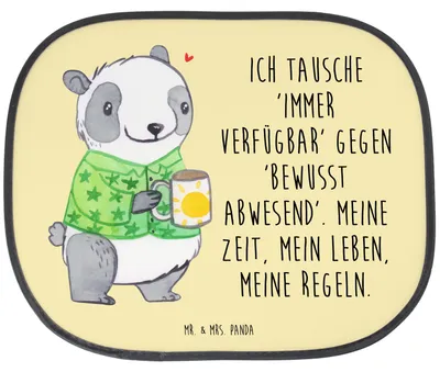 Produktbild von Mr. & Mrs. Panda Sonnenschutz Auto Panda Burnout - Gelb Pastell - Geschenk, Überlastung, Erschöpfung, Sonnenblende, für Autoscheiben, Pkw