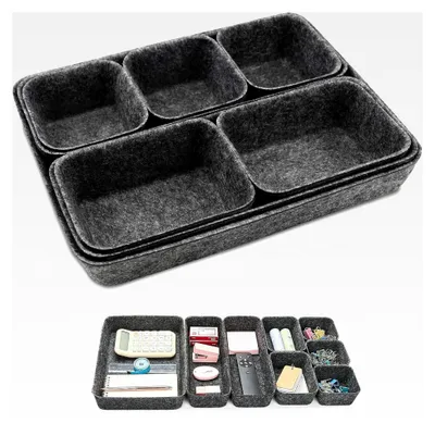 Produktbild von 8-teiliges Filz Schubladen Organizer Set, Schreibtisch Organizer, Aufbewahrungslösungen für Büro, Kosmetik, Schminktisch und Haushalt