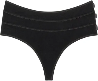 Produktbild von Calvin Klein Damen 3er Pack Strings Thong Unterwäsche, Schwarz (Black/Black/Blac