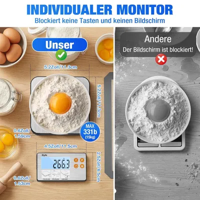 Immagine prodotto di Bilancia da cucina - Fino a 15 kg - Acciaio inossidabile - Digitale