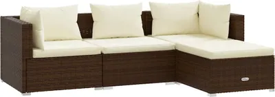 Obrázek produktu pro vidaXL 4dílná zahradní lounge souprava s polštáři Poly ratan hnědá