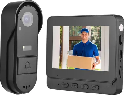 Produktbild von Funktürklingel mit Kamera und 4,3" IPS Monitor, 170° Weitwinkel Video-Türklingel Set, Nachtsicht, IP65 Wasserdicht, Funk-Gegensprechanlage für Haus