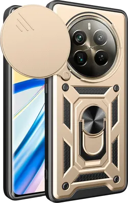 Produktbild von Hülle für Realme 12 Pro/Realme 12 Pro+ 5G Magnetische Ring Ständer Halter Dia Kameraschutz TPU Bumper Silikon Schutzhülle Gold