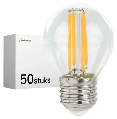Productafbeelding van Spectrum LED Kogellamp P45 E27 Helder - 5.5W 710lm 2700K - Warmwit Dimbaar - Vervangt 56W - 50 stuks