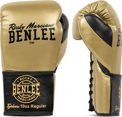 Image de Gants de boxe en cuir TYPHOON Gold/Black 10 oz L BENLEE