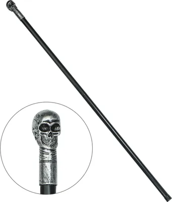 Image de Canne tête de mort démontable 105 cm de long - Canne tête de mort