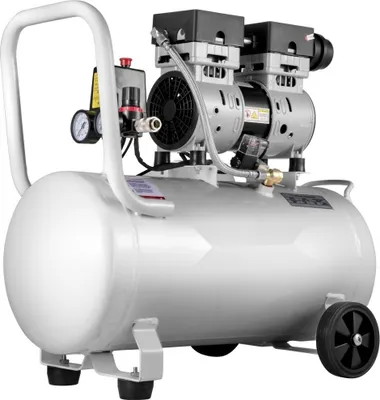 Zdjęcie produktu dla Sprężarka powietrza Whisper 50 L, bezolejowa i cicha - 750 W, 68 dB, 230 V, 170 l/min - z wbudowanym wentylatorem wyciągowym