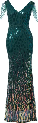 Produktbild von Moda Minx Dress Rosie long Sequin mit raffinierten Details an den Schultern Emerald Green M