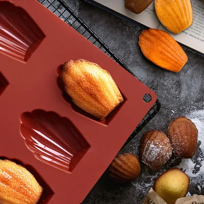 Produktbild von Siliconen Madeleines Backblech - Muschelformige Formen für Kekse - 3 Stück