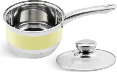 Zdjęcie produktu dla Ekstrawagancki zestaw rondli ze stali nierdzewnej, żółte paski, 2-częściowy, prezent, indukcja, GAS EDENBERG