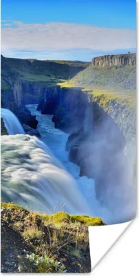 Produktbild von MuchoWow® Poster Farbenfrohe Umgebung am Gullfoss-Wasserfall in Island 40x80 cm - Dekoration