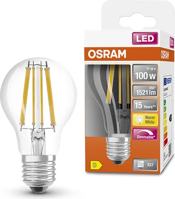 Zdjęcie produktu dla Żarówka LED E27 A60 11W = 100W 1521lm 2700K Ciepła 300° Filament Ściemnialna OSRAM SUPERSTAR