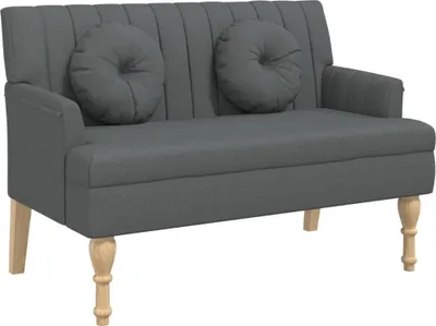Zdjęcie produktu dla Ławka Z Poduszkami, Ciemnoszara, 113X64,5X75,5 Cm, Tkanina Lumarko!