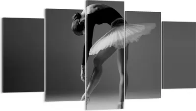 Produktbild von Bild auf Leinwand - Leinwandbild - 5 Teile - Ballerina Figur Schwarz und Weiß - 160x85cm - Wand Bild - Wanddeko - Wandbilder - Leinwanddruck - Bilder - Wanddekoration - Leinwand bilder - EA160x85-4400