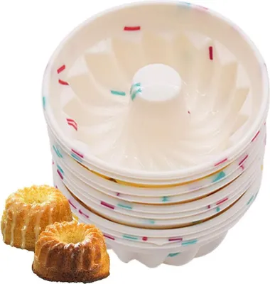 Produktbild von Silikon-Kuchenformen, 10 Stück, wiederverwendbare Silikon-Backformen, Silikonform für Muffins, Cupcakes, Kuchen und Gelee (rund)