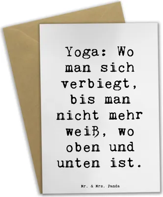 Produktbild von Mr. & Mrs. Panda Klappkarte Spruch Yoga Balance - Weiß - Geschenk, osterkarten, Stärke, vatertagskarte, Sportart, Sportler Geschenke, Körper und Geist, glückwunschkarten