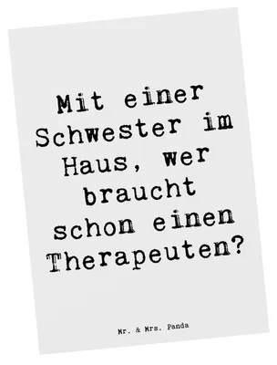 Produktbild von Mr. & Mrs. Panda Postkarte Spruch Schwester Glück - Weiß - Geschenk, Jubiläen, Ansichtskarte, Freude, Liebe, Familiengeschenk, bildkarte, Geschwisterliebe, Grußkarte