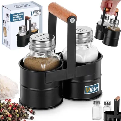 Produktbild von Salz- und Pfefferset, 3-teilig Salzstreuer + Pfefferstreuer mit Ständer VILDE 229153