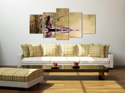 Produktbild von Akustikbild Buddha 200x100 cm Bilder Akustikschaum Hochleistungsschallabsorber Schallschutz Leinwand 5 tlg Wandbild Raumakustik Schalldämmung 030213-28