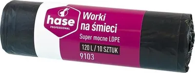 Zdjęcie produktu dla Worki na śmieci 120l HASE LDPE 10 szt. czarne