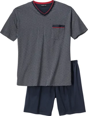 Produktbild von Götzburg Pyjama Shorty dunkelblau gemustert XXL