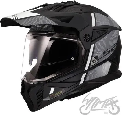 Image de LS2 casque enduro "MX702 Pioneer II Hill" 3 noir / blanc mat, taille 57 / 58 = M
