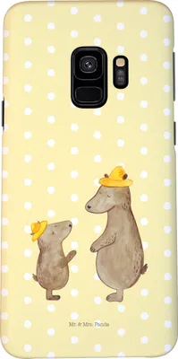 Produktbild von Mr. & Mrs. Panda Samsung Galaxy S9 Handyhülle Bären mit Hut - Gelb Pastell - Geschenk, Vatertag, Handy Schutzhülle, Smartphone Hülle, Cover, Vater, Familie, Papa, Family