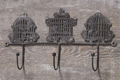 Produktbild von Garderobe Haken grau Wandhakenl Metall lackiert, Shabby 3er Haken