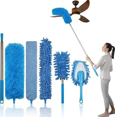 Produktbild von Famanu Teleskopstaubwedel waschbar - 5-teilig, extra lang 76-256 cm