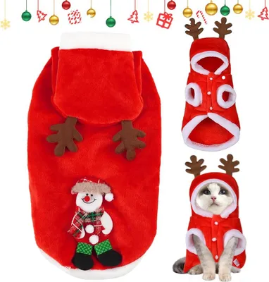 Produktbild von Hunde Weihnachtskostš¹m Elch, Elch Weihnachtskostš¹m Katzen, Weihnachts Kostš¹m Katzen, Katzen Hunde Weihnachtskostš¹m, Elch Kapuzenpullis Haustier Weihnachtskostš¹m fš¹r Hund Katzen, L