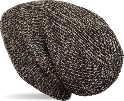 Produktbild von styleBREAKER Uni melierte Feinstrick Beanie Mütze mit Fleece Futter, Slouch Longbeanie, warme Winter Strickmütze 04024153