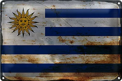 Produktbild von Blechschild Flagge Uruguay 18x12cm Flag of Uruguay Rost