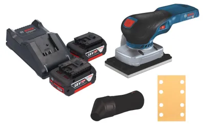 Produktbild von Bosch GSS 18V-13 Professional Akku Schwingschleifer 18 V 100 x 110 mm + 2x Akku 5,0 Ah + Ladegerät