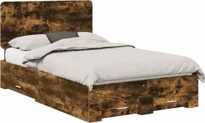Immagine prodotto di vidaXL Struttura letto in rovere affumicato 135 x 190 cm materiale a base di legno
