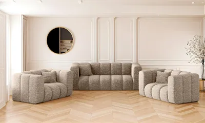 Produktbild von Kaiser Möbel Sofagarnitur 2+1+1 Couchgarnitur serie Grand stilvol, Stoff Haga Beige