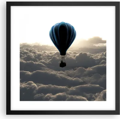 Produktbild von Gerahmtes Poster - Schwarzer Rahmen - Wolke Ballon Himmel - 40x40 cm - Wand Bild - Wanddeko - Wandbilder - Kunstposter - Wandposter - Bilderrahmen - Bilder - Kunstdruck - Wandbild - P2BAC40x40-3577