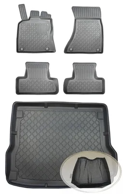 Produktbild von SET Kofferraumwanne Gummifußmatten für Audi Q5 1 8R Facelift Steilheck Geländewagen SUV 5-türer 2012-2017 ohne Schienensystem