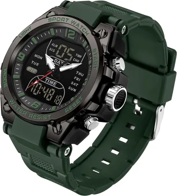 Produktbild von Herren Militär Sportuhr Analog Digital 5ATM Wasserdicht mit LED Leuchtdisplay, Stoßfest, Tactical Armbanduhr Outdoor Schwarz