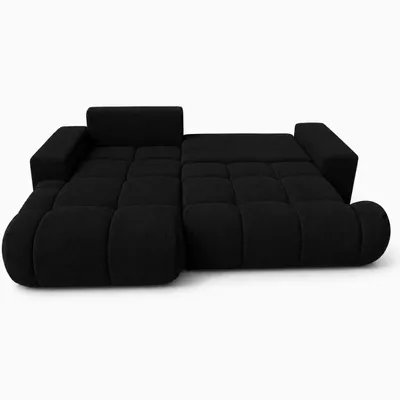Produktbild von Ecksofa BUBBLE in Schwarz mit Schlaffunktion & Ottomane links, modernes Polstersofa, 275 × 73 x 170 cm, Liegefläche 160 × 216 cm, KI-generiertes Bild