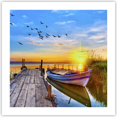 Produktbild von Poster - Poster ohne Rahmen - See Boot Wasser - 50x50 cm - Wand Bild - Wanddeko - Wandbilder - Kunstposter - Wandposter - Bilder - Kunstdruck - Wanddekoration - Wandbild - P2XAC50x50-3983