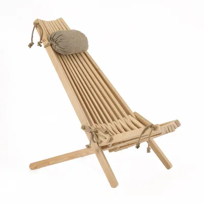 Produktbild von EcoFurn EcoChair Skandinavischer Gartenstuhl Holz Lärche Natur mit Nackenkissen