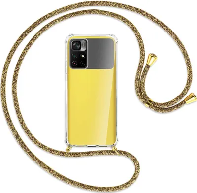 Produktbild von Handykette Backcover-Schutzhülle mit Band (Metall goldfarben) für Xiaomi Redmi Note 11 - braun+beige