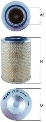 Produktbild von Luftfilter MAHLE LX 99 für VW Transporter IV Bus (70B, 70C, 7DB, 7DK, 70J, 70K, 7DC, 7DJ) Filtereinsatz
