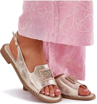 Produktbild von Elegante Damen Sandalen Mit Flachem Absatz Und Dekoration S.Barski KV51-082 Gold 36